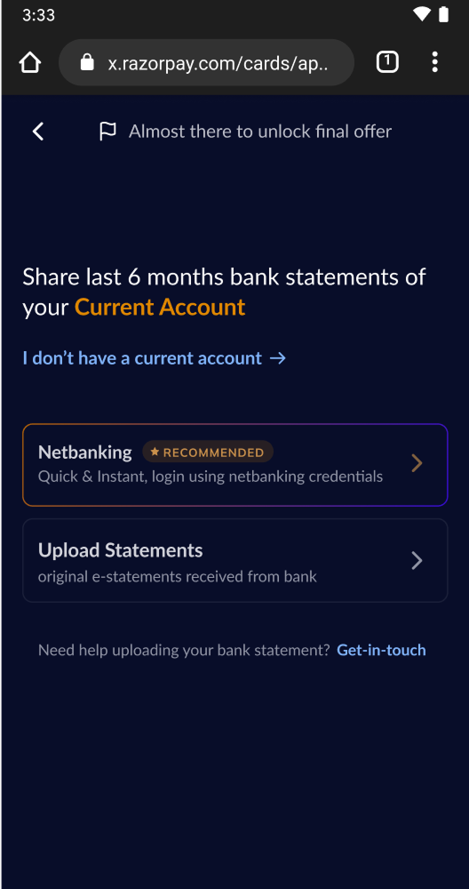 Account selection step 3